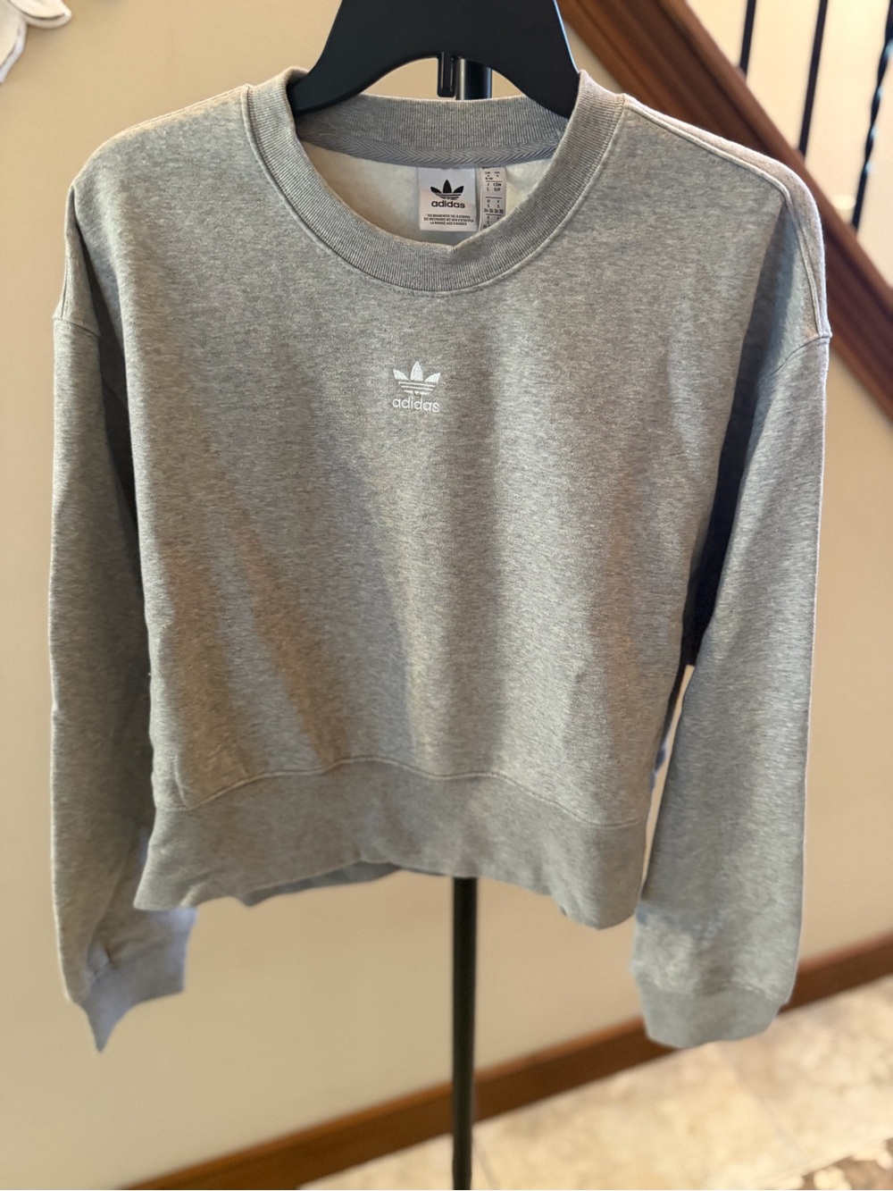 Adidas Originals Gray Cropped Crewneck Sweatshirt Size Small